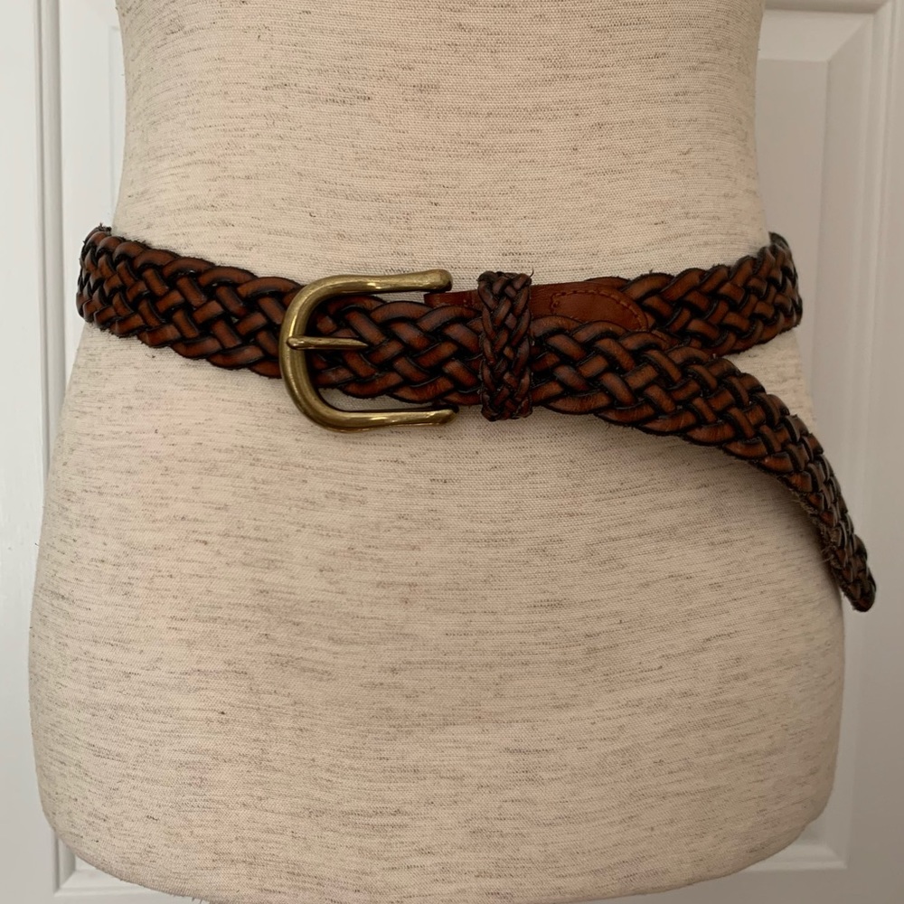 Talbots Genuine Leather Brown Braided Belt Sz Medium